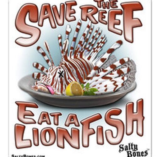 Salty Bones Sticker Save The Reef Eat A Lionfish