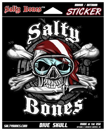 Skull With Knife And Dive Flag Bandana Sticker - 5.5" Circle