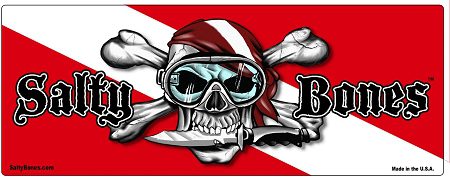 Dive Flag With Skull Knife & Dive Flag Sticker - 3" X 7.8"