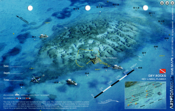Dry Rocks / Christ Of The Abyss Key Largo - 3D Dive Site Card