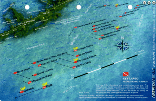 Grecian Rocks Key Largo - 3D Dive Site Card