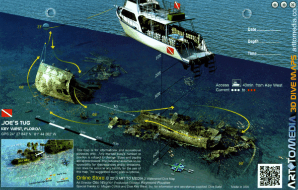 Joe'S Tug Key West - 3D Dive Site Card