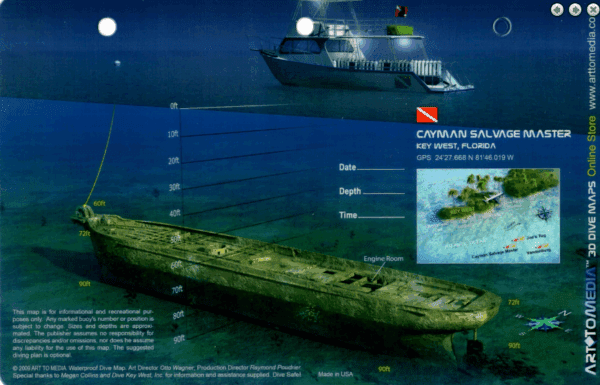 Cayman Salvage Master Key West - 3D Dive Site Card