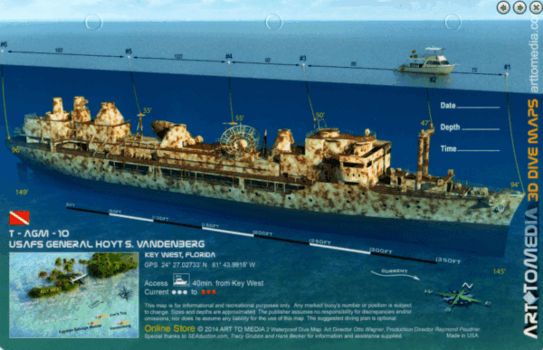 Vandenburg Key West - 3D Dive Site Card