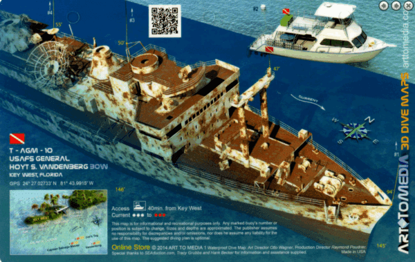 Vandenburg Bow Key West - 3D Dive Site Card