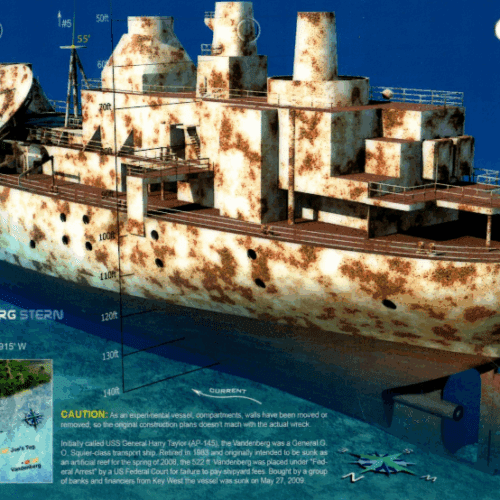 Vandenburg Stern Key West - 3D Dive Site Card