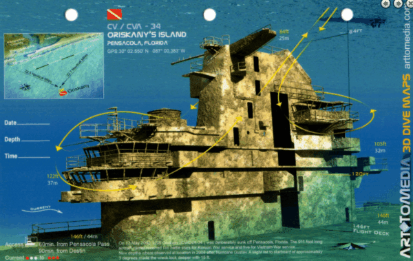 Oriskany Island Pensacola - 3D Dive Site Card