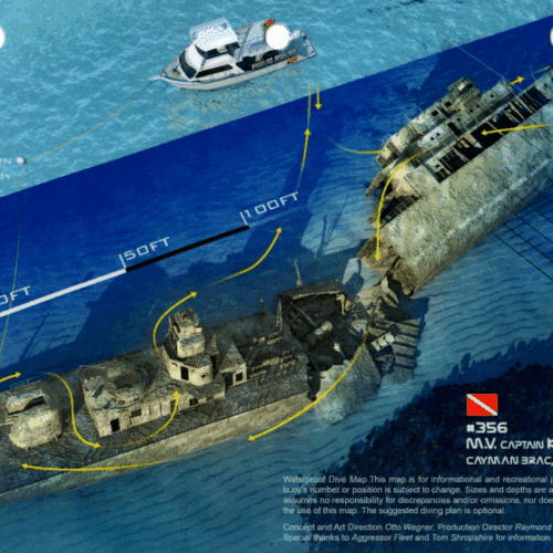 356 Russian Destroyer Cayman Brac - 3D Dive Site Card