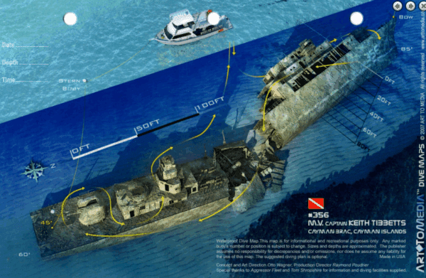 356 Russian Destroyer Cayman Brac - 3D Dive Site Card