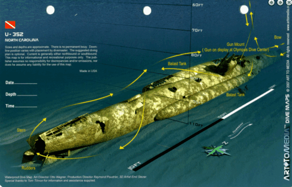 U 352 North Carolina - 3D Dive Site Card