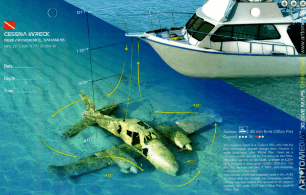 Cessna Wreck New Providence - 3D Dive Site Card
