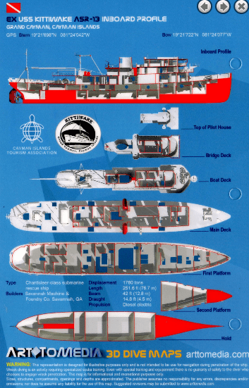Kittiwake Inboard Grand Cayman - 3D Dive Site Card