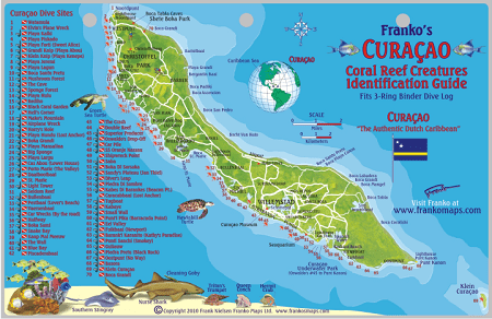 Curacao Map & Fish Id Card