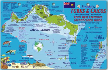 Turks And Caicos Map & Fish Id Card