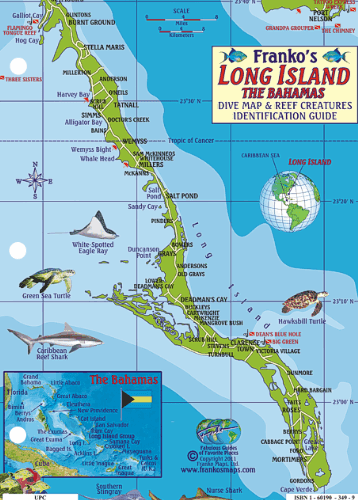 Long Island Bahamas Map & Fish Id Card