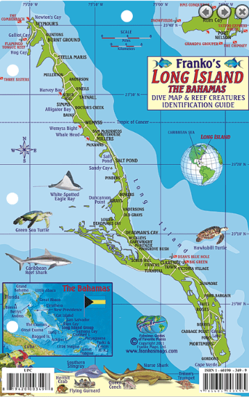 Long Island Bahamas Map & Fish Id Card