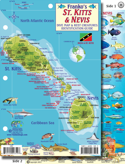 St. Kitts & Nevis Map & Fish Id Card
