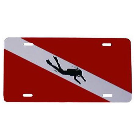 Dive Flag With Diver License Plate - Metal