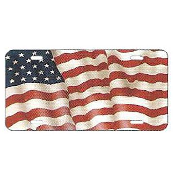 American Flag License Plate - Metal