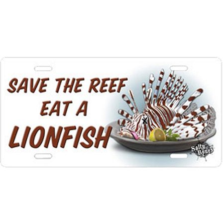 Save A Reef Eat A Lionfish License Plate - Metal