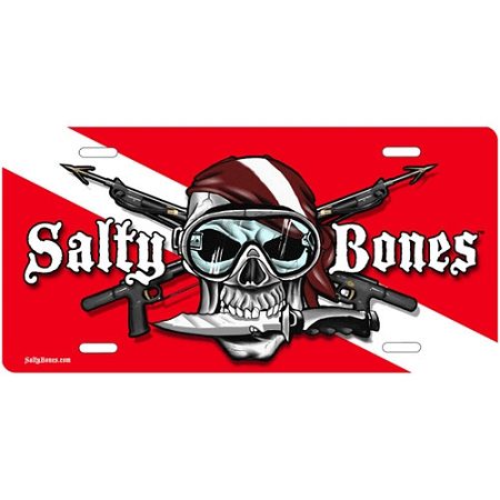 Dive Flag With Skull And Crossed Spearguns License Plate - Metal