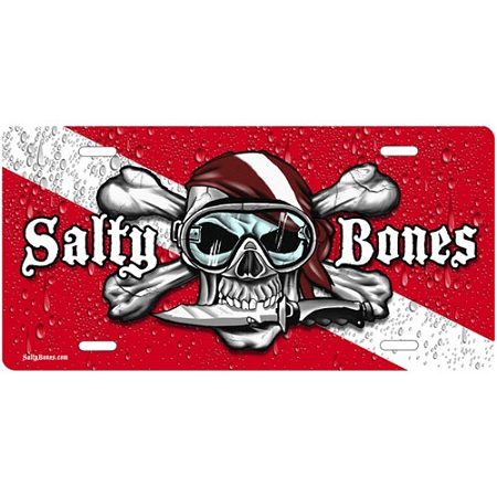 Dive Flag With Skull And Waterdrops License Plate - Metal