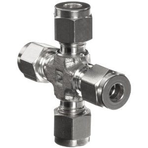 Cross Adapter - 1/4" Tube On All Sides