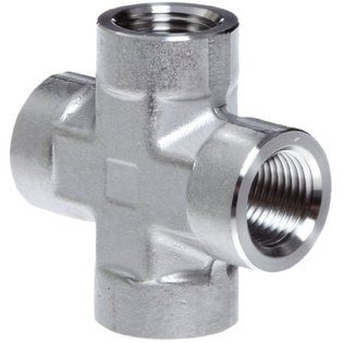 Female Cross Adapter - 1/4" FNPT On All Sides Stainless Steel