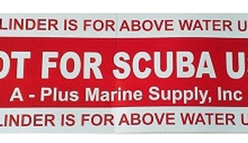 Not For Scuba Use Tank Wrap Sticker - 23" X 6"