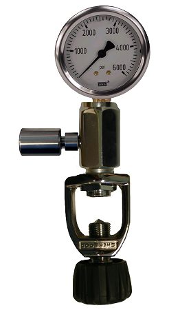Yoke Tank Checker With 6000 Psi Liquid Filled Gauge & Push Button