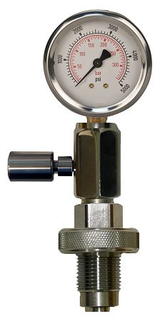Din Tank Checker With 5000 Psi Steel Gauge & Push Button Bleeder