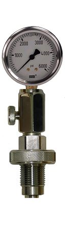 Din Tank Checker With 6000 Psi Liquid Filled Gauge & Bleed Screw