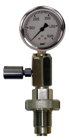 Din Tank Checker With 6000 Psi Liquid Filled Gauge & Push Button
