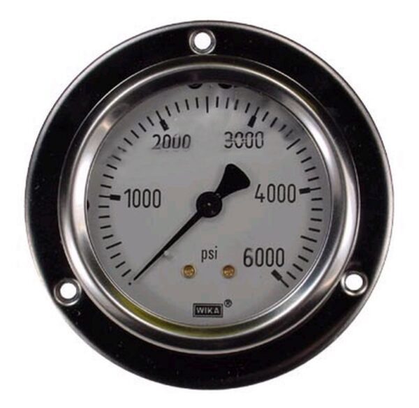 0-6000 Psi Liquid Filled Gauge With Back Post & Flange