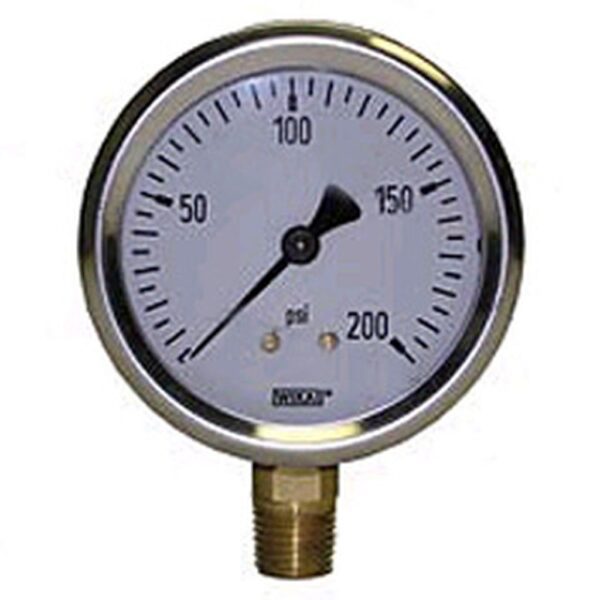 0-200 Psi Liquid Filled Gauge With Bottom Post