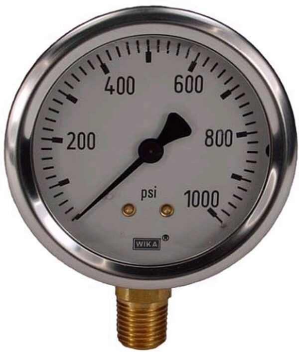 0-1000 Psi Liquid Filled Gauge With Bottom Post