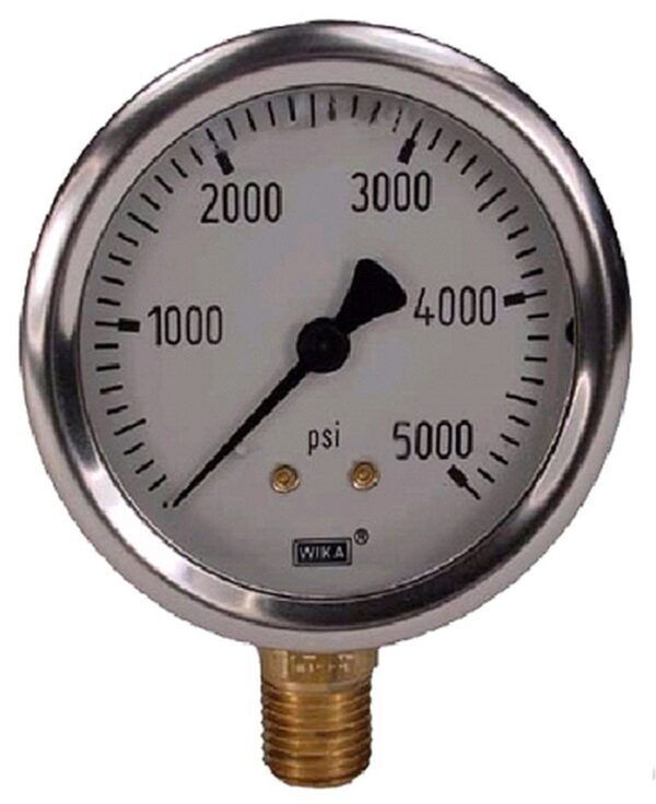 0-5000 Psi Liquid Filled Gauge With Bottom Post - 4.0" Face