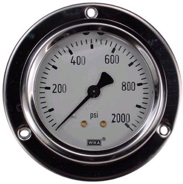 0-2000 Psi Liquid Filled Gauge With Back Post & Flange