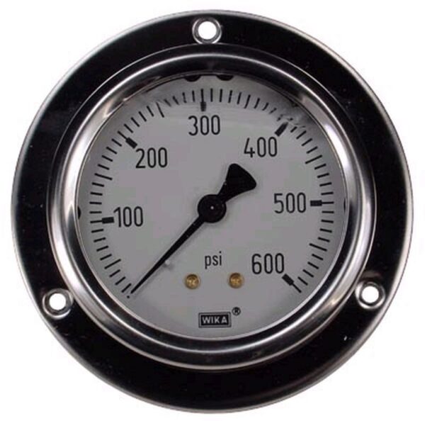 0-600 Psi Liquid Filled Gauge With Back Post & Flange