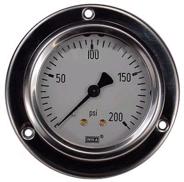 0-200 Psi Liquid Filled Gauge With Back Post & Flange