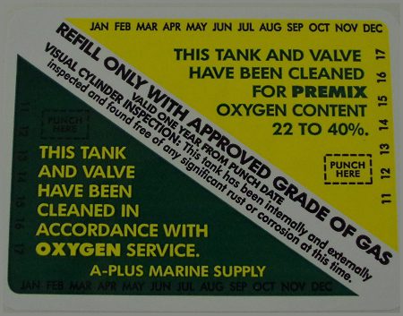 Nitrox & 02 Tank Inspection Sticker